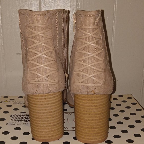 Faux suede Taupe open toe booties - Picture 2 of 5